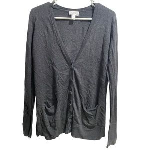 Ann Taylor Loft Black/Dark Grey‎ 6 Cloth Button Cardigan size Medium